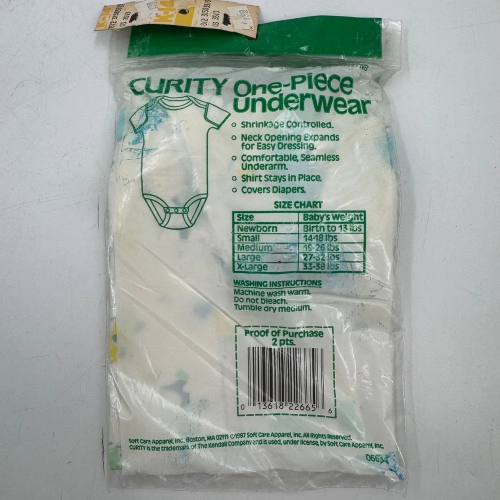 Vintage Curity Newborn Birth to 13 lb One Piece Underwear Shirt Diaper Cover 80s